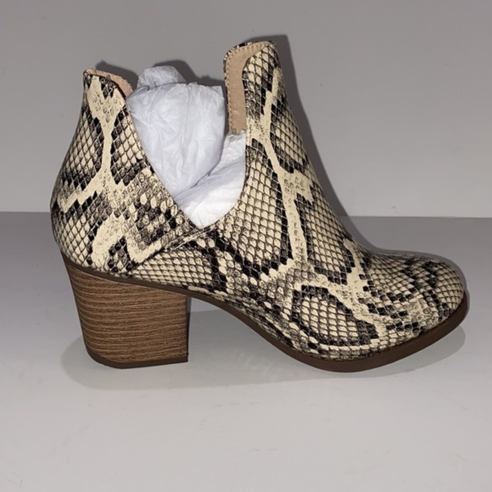 Preowned Taupe Snakeskin Valentina Bootie-Women